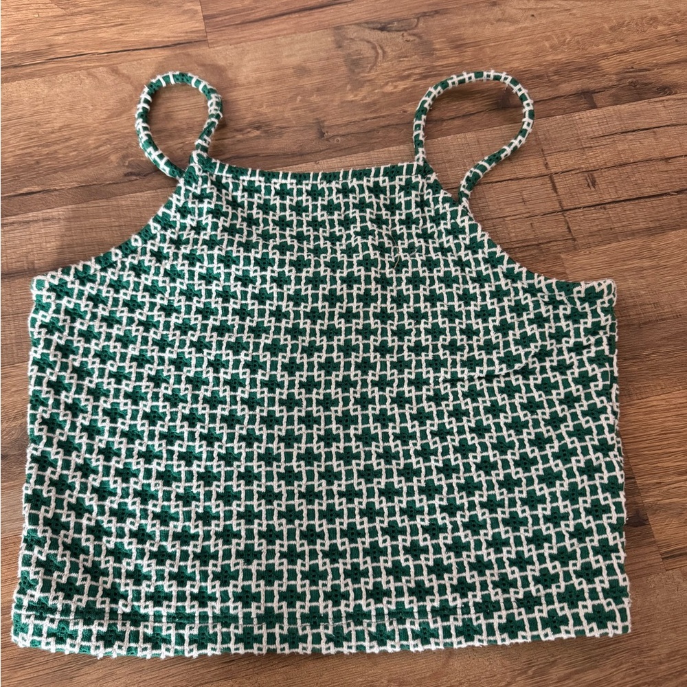 TopShop Green and White Patterned Women's Top